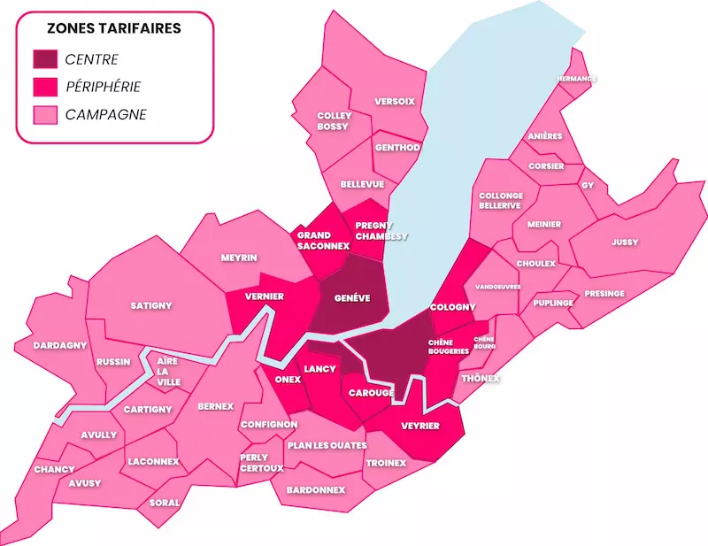 Zones tarifaires cours de français par douze zero deux à Genève